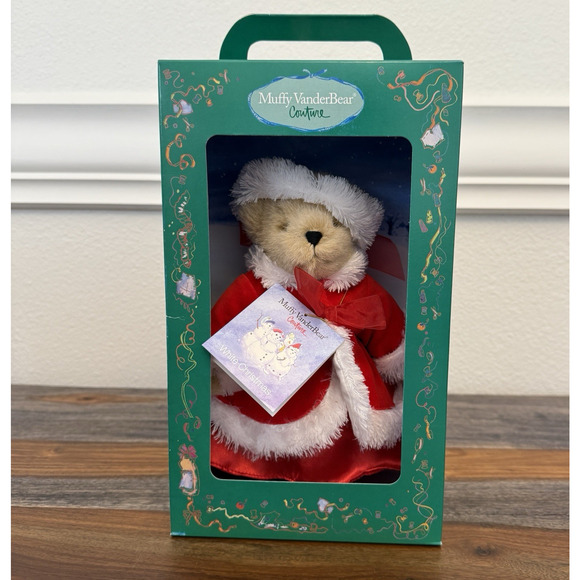 Muffy Vanderbear Couture White Christmas Red Fur Coat Hat Outfit Vintage NIB - Picture 1 of 4